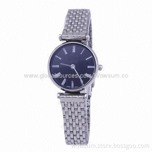 Fashionable ladies' watch, made of alloy case and steel band, 30m, waterproof